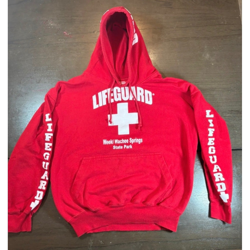 Lifeguard Hoodie Weeki Wachee Springs State Park Red Sweatshirt Large
